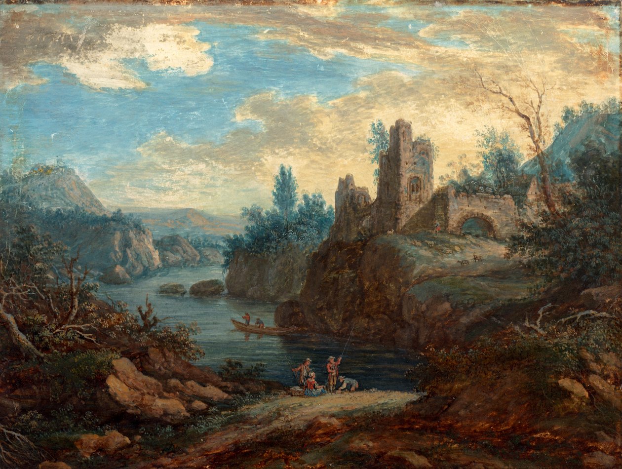 Harabeler ve Balıkçılar ile Manzara (kağıt üzerinde bc) by Paul Sandby