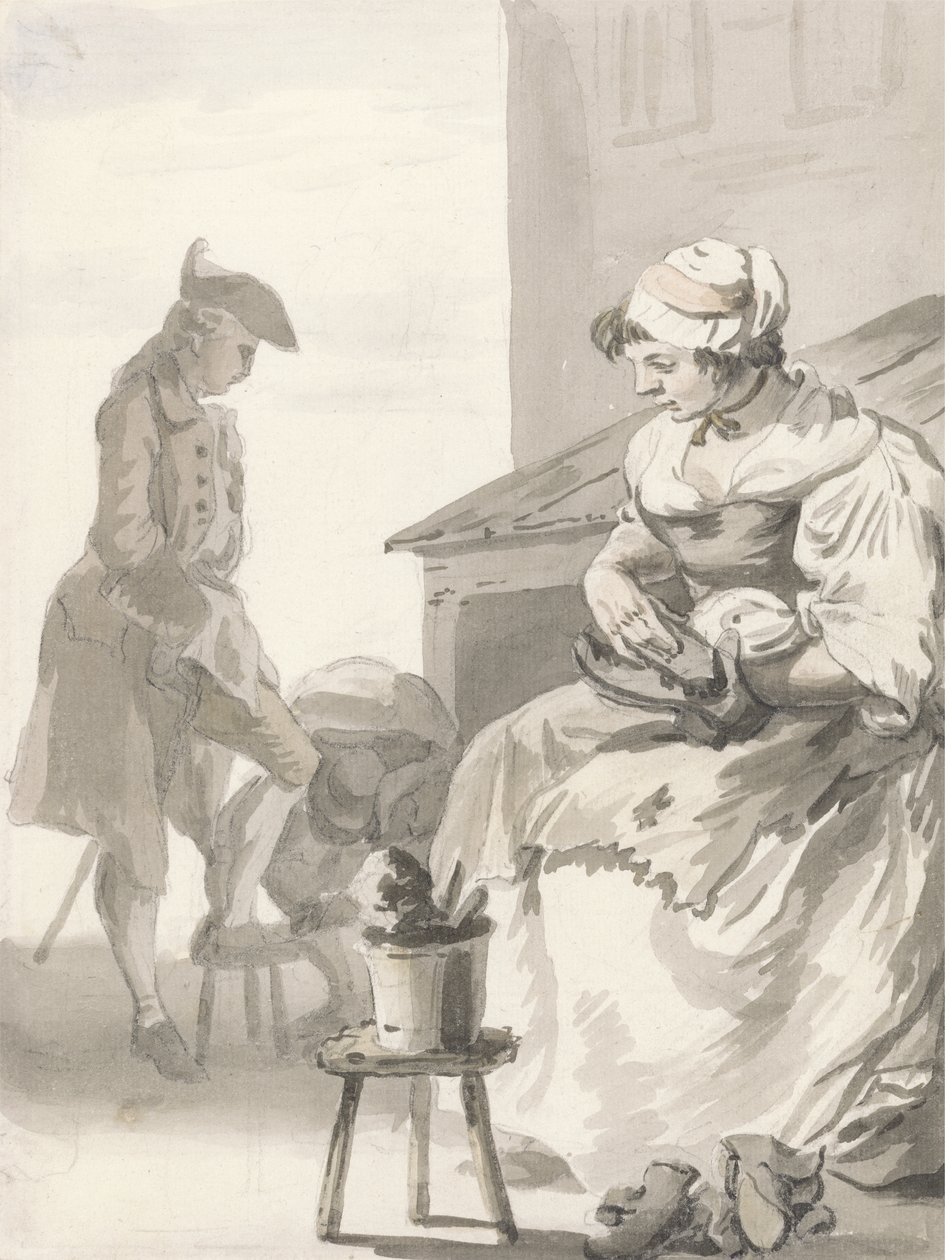 London Cries: Ayakkabı Temizleyici, c.1759 (kalem ve fırça, gri mürekkep, kağıt üzerinde wc ve grafit) by Paul Sandby