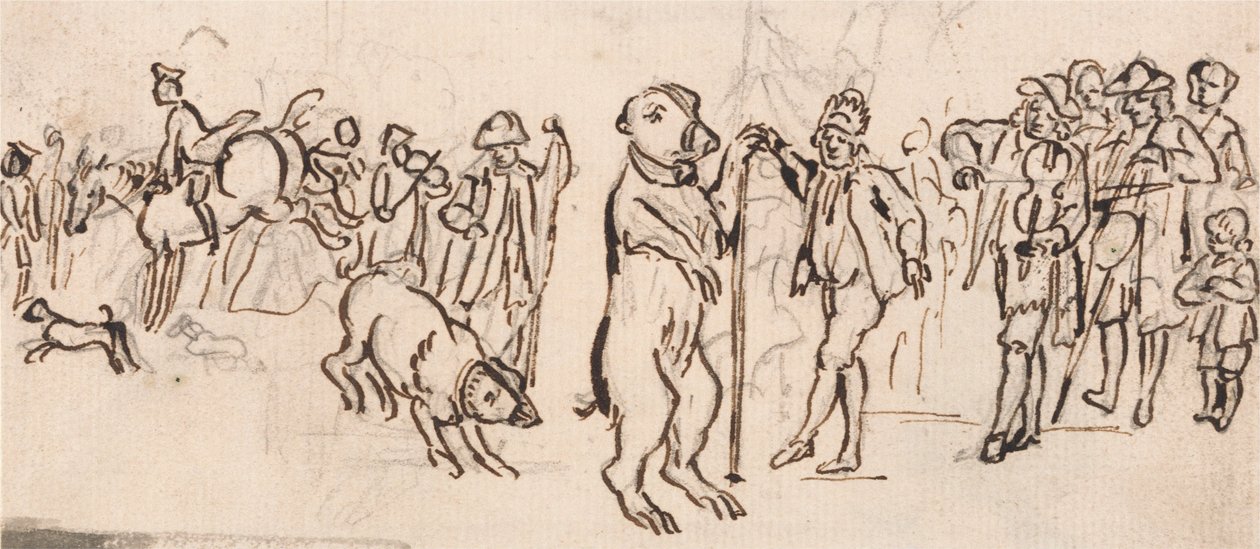Müzisyenler ve Gösteri Yapan Bir Ayı by Paul Sandby