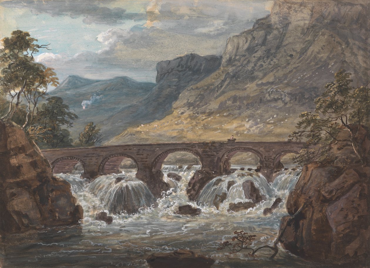 Llanroost, Denbighshire yakınlarındaki Pont-y-Pier by Paul Sandby