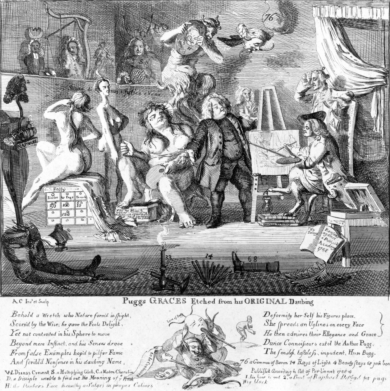 Puggs Graces, orijinal çizimlerinden kazınmış, 1753 by Paul Sandby