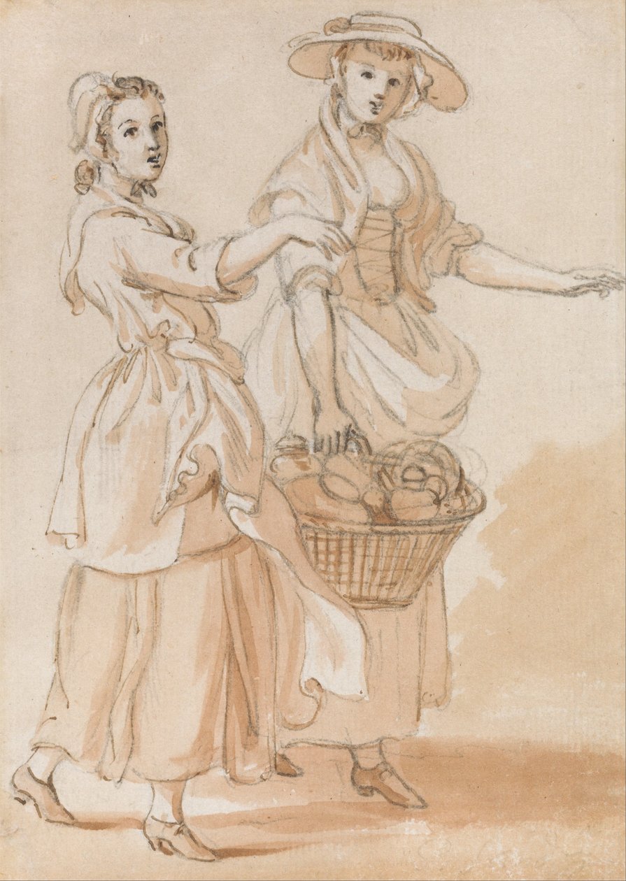 Sepet taşıyan iki kız by Paul Sandby