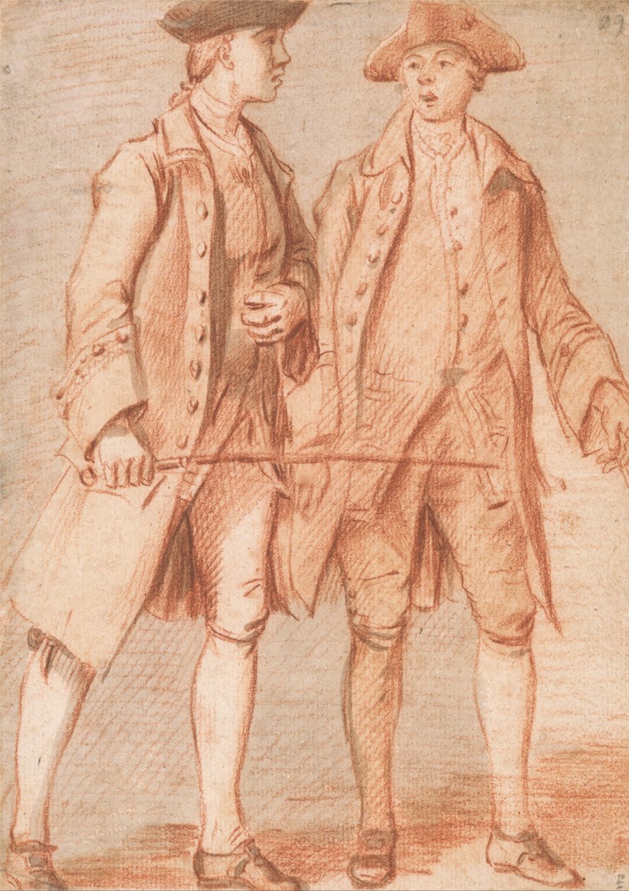 İki Adam, Biri Kırbaç Tutuyor by Paul Sandby