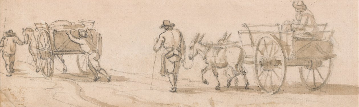 İki Tekerlekli Araba ve Figürler by Paul Sandby