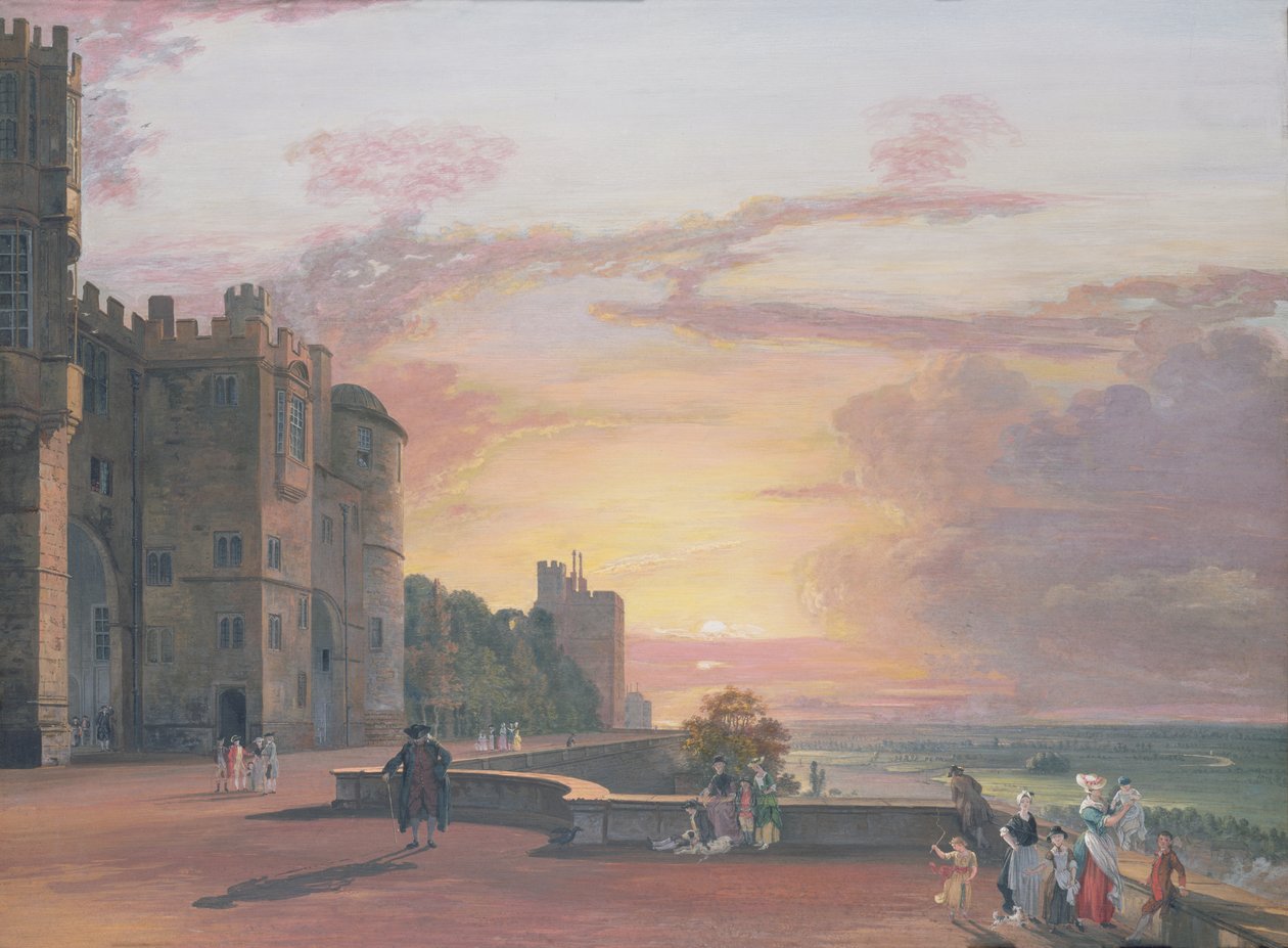 Windsor Kalesi: Gün batımında batıya bakan Kuzey Terası by Paul Sandby