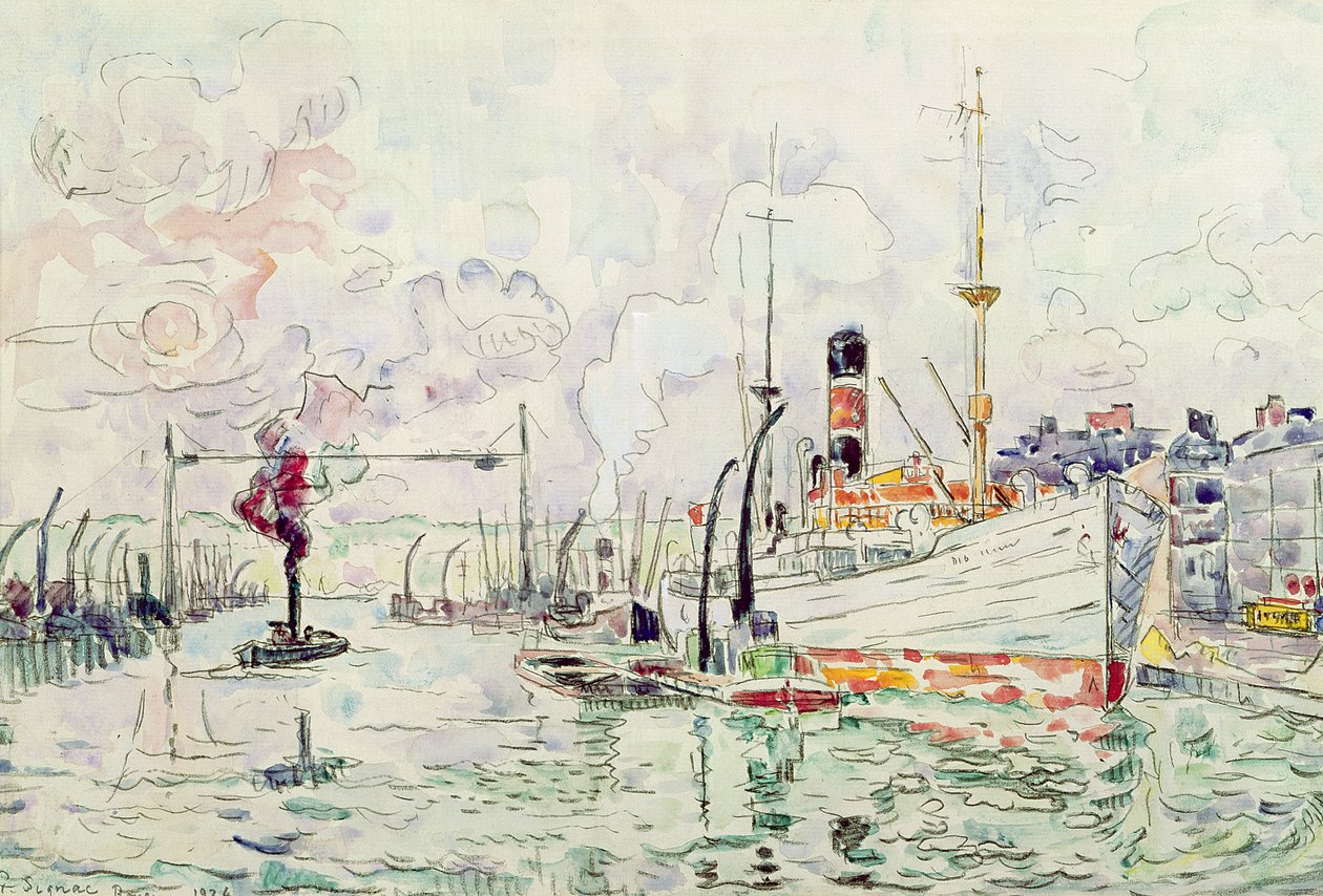 Rouen, 1924 (pencil und wc on paper) by Paul Signac