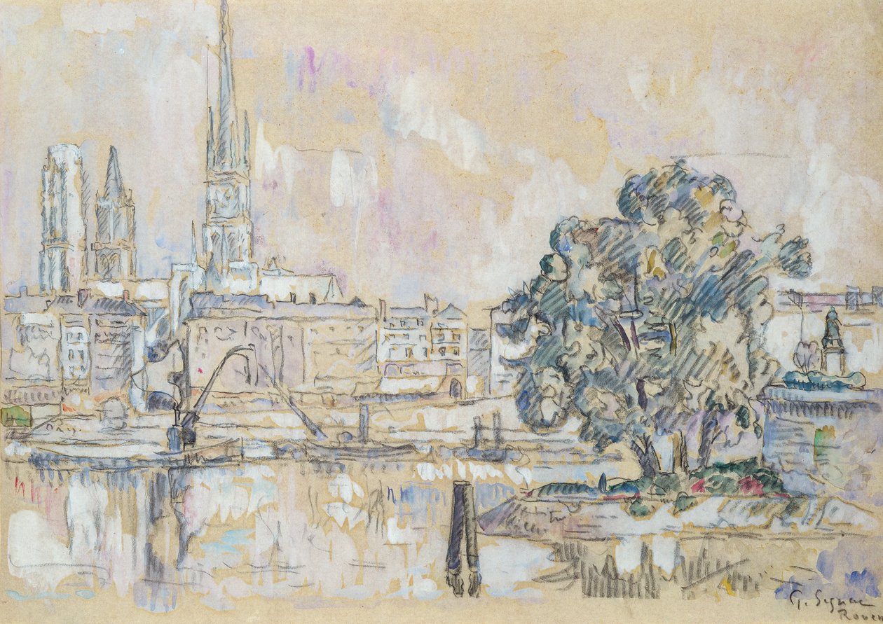 Rouen Katedrali (kağıt üzerinde kömür ve tuvalet) by Paul Signac