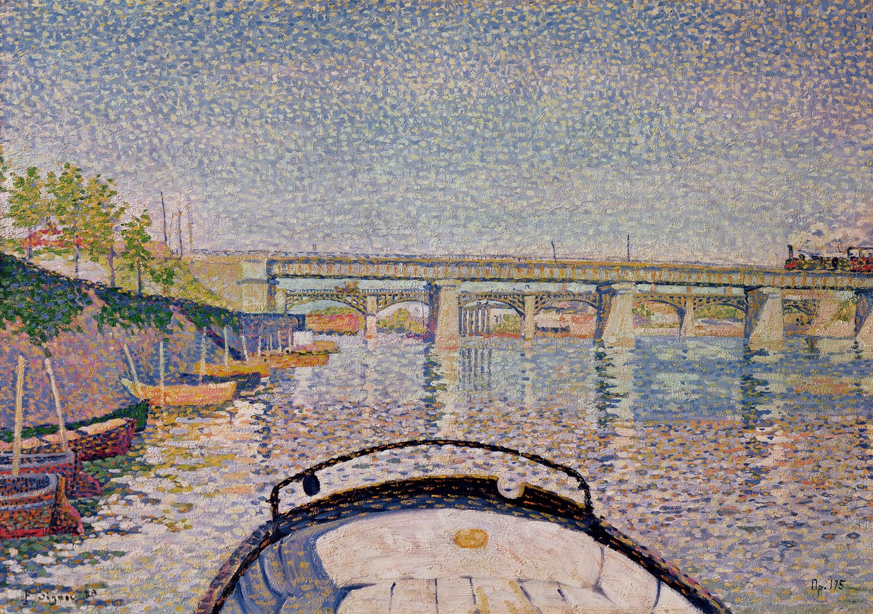 İki Oturan Kadınla Konuşan Bir Adamla Ormanlık Manzara i by Paul Signac