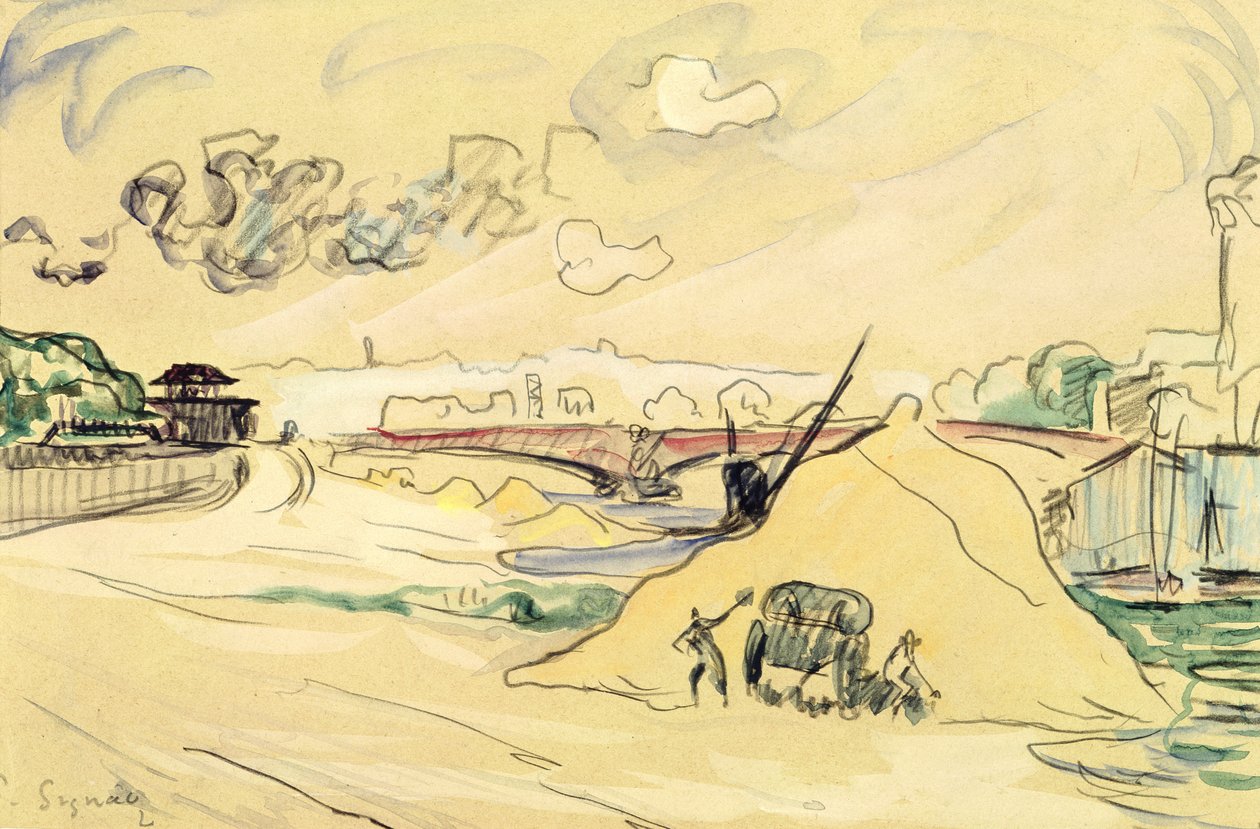 Kum Yığını, Bercy, 1905 (kağıt üzerinde kalem ve tuvalet) by Paul Signac