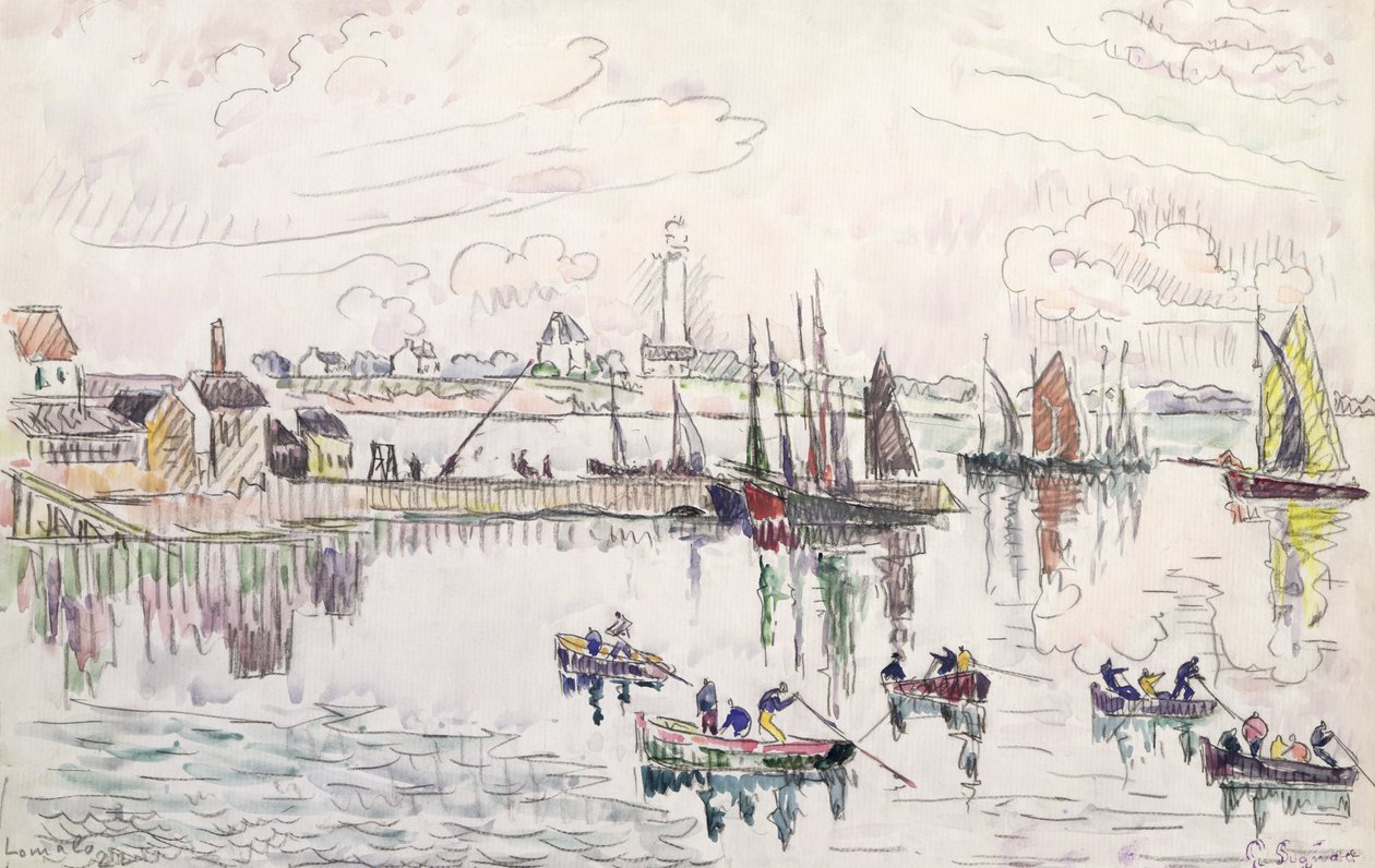 Lomalo Limanı, Brittany, 1922 (kağıt üzerinde wc ve kurşun kalem) by Paul Signac