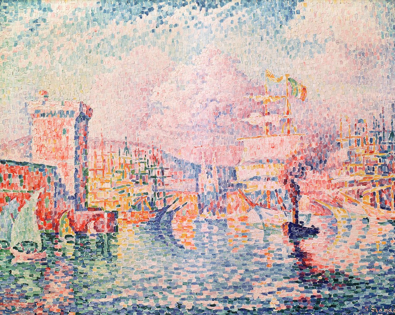 The Red Tower (entrance of the Port of Marseille), 1913  by Paul Signac