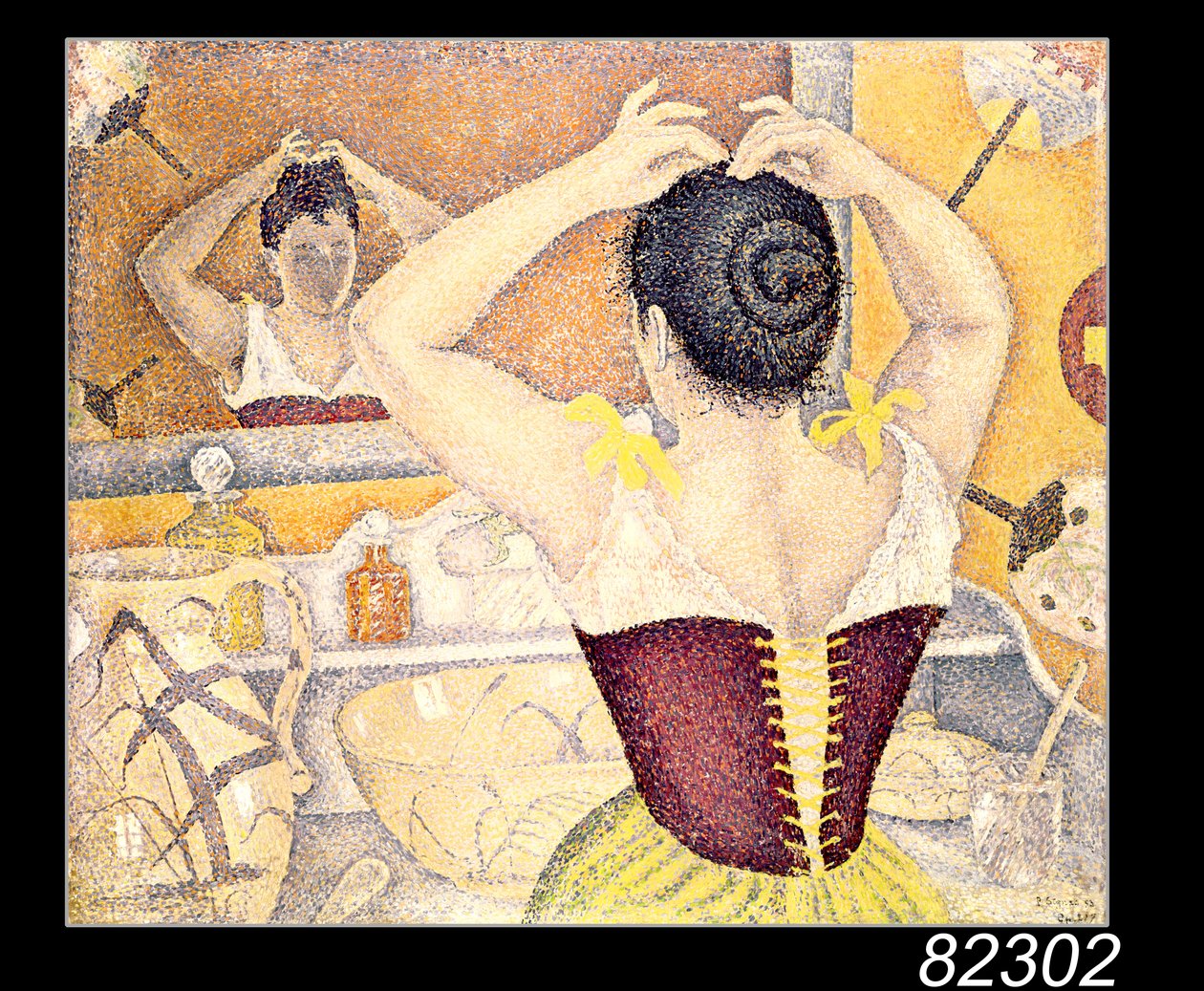 Mor korse giyen klozet başındaki kadın, 1893 by Paul Signac