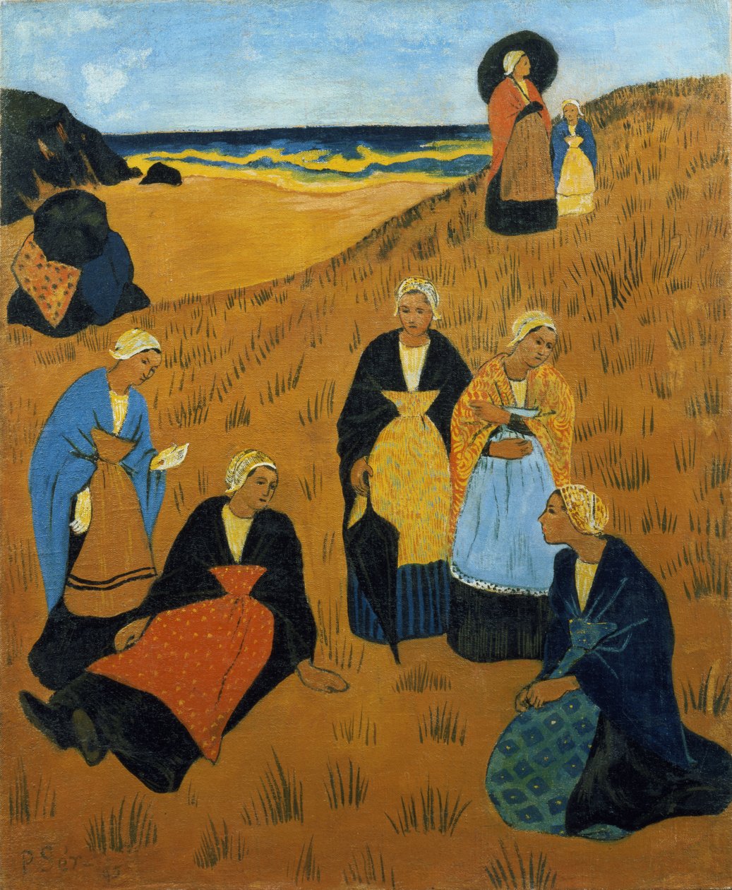 Şal Giyen Genç Breton Kadınlar veya Douarnenez