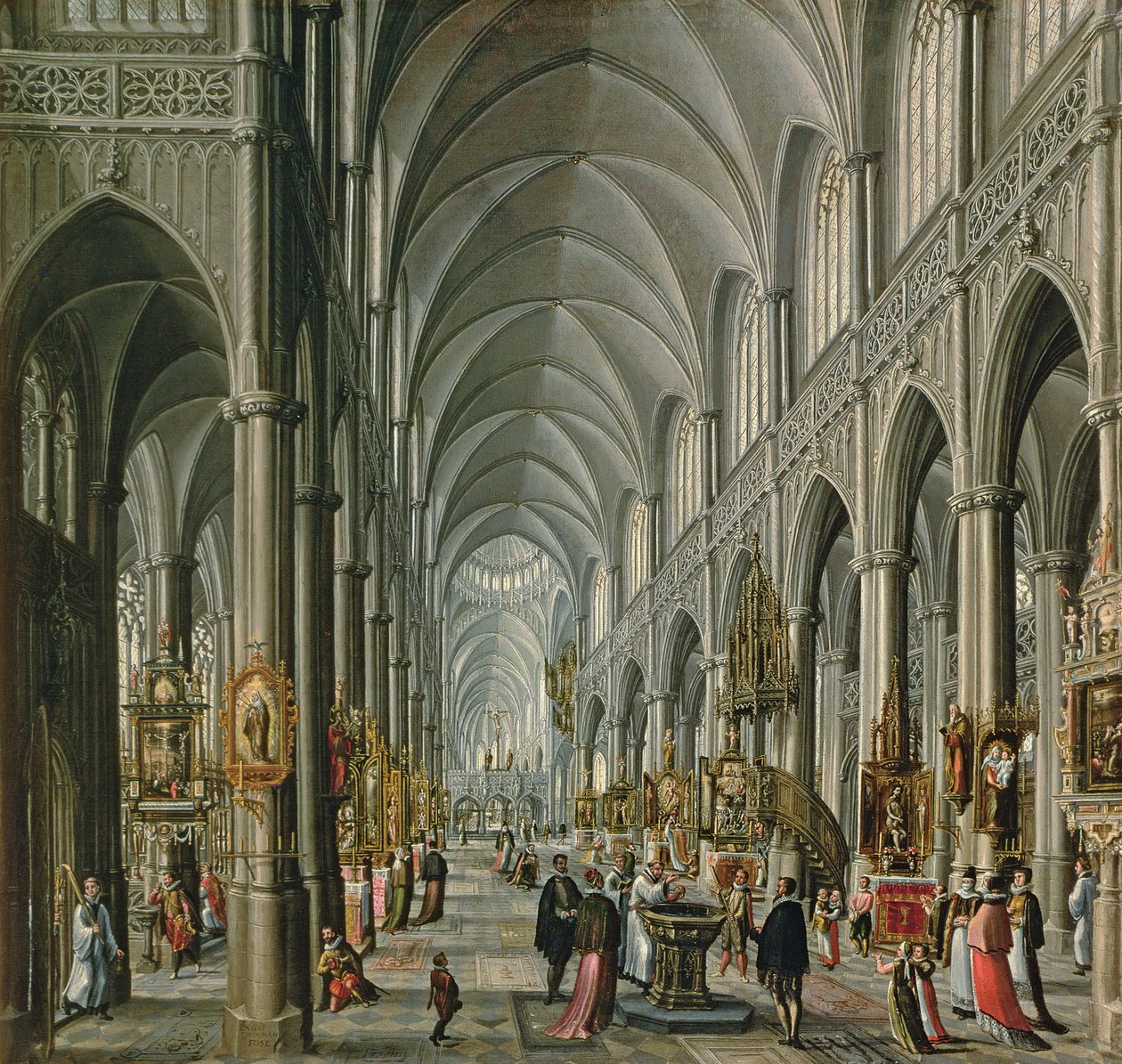 Gotik bir kilisenin içi, 1596-97 by Paul Vredeman de Vries