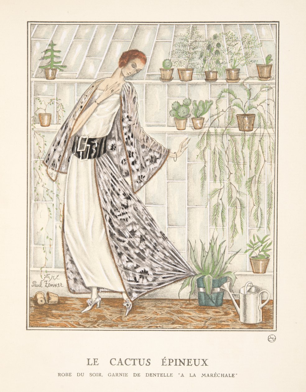 Moda Plakaları Koleksiyonundan Le Cactus Epineux, 1922 (pochoir baskı) by Paul Zenker