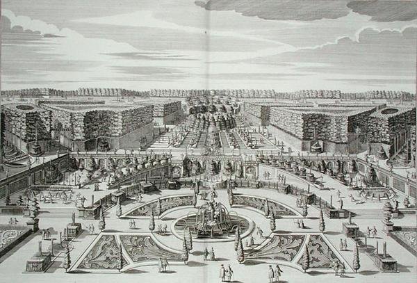 The Great Cascade of the Princely Pleasure Palace and Gardens, Berlin, Karl Remshard (1678-1735) tarafından oyulmuş, c.1711-16 yayınlandı (gravür) by Paul Decker