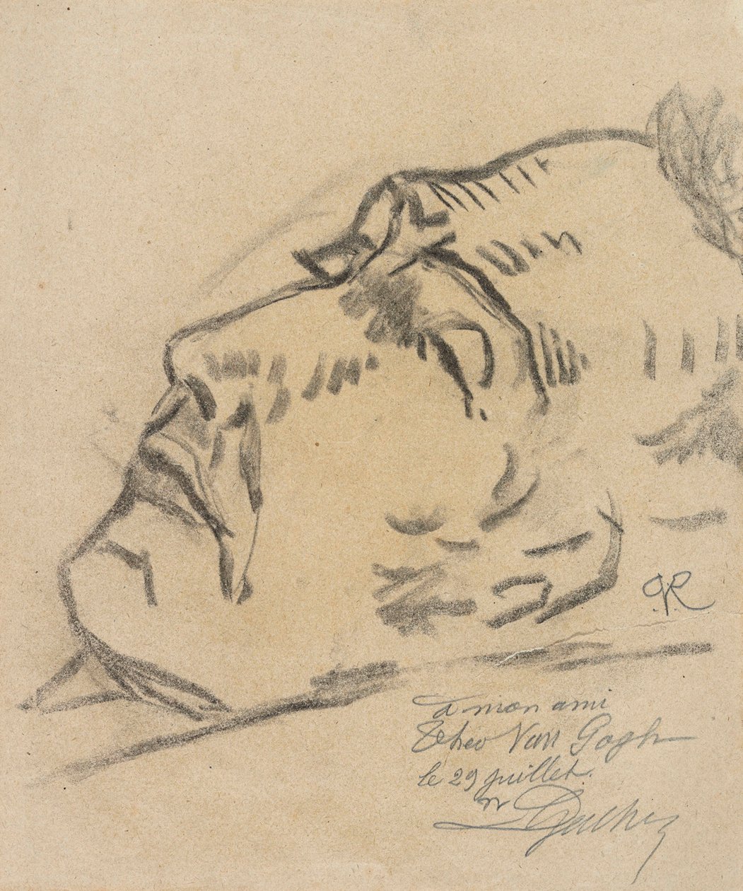 Vincent van Gogh (1853-1890) ölüm döşeğinde, Paul Ferdinand van Ryssel (Paul Gachet'nin takma adı) tarafından çizimi by Paul  Gachet