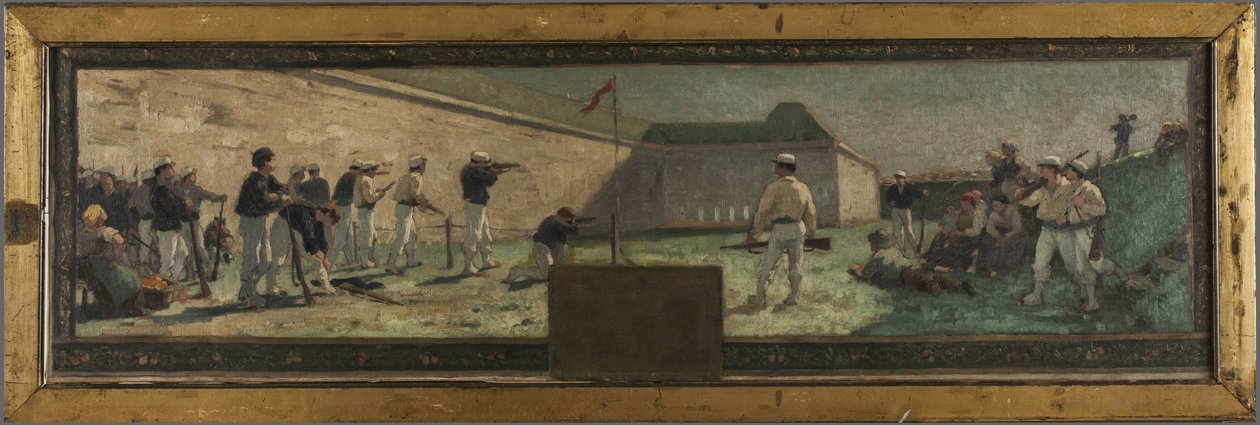 Arcueil-Cachan belediye binası için eskiz: Le Tir, 1888 (tuval üzerine yağlıboya) by Paul Albert Baudouin
