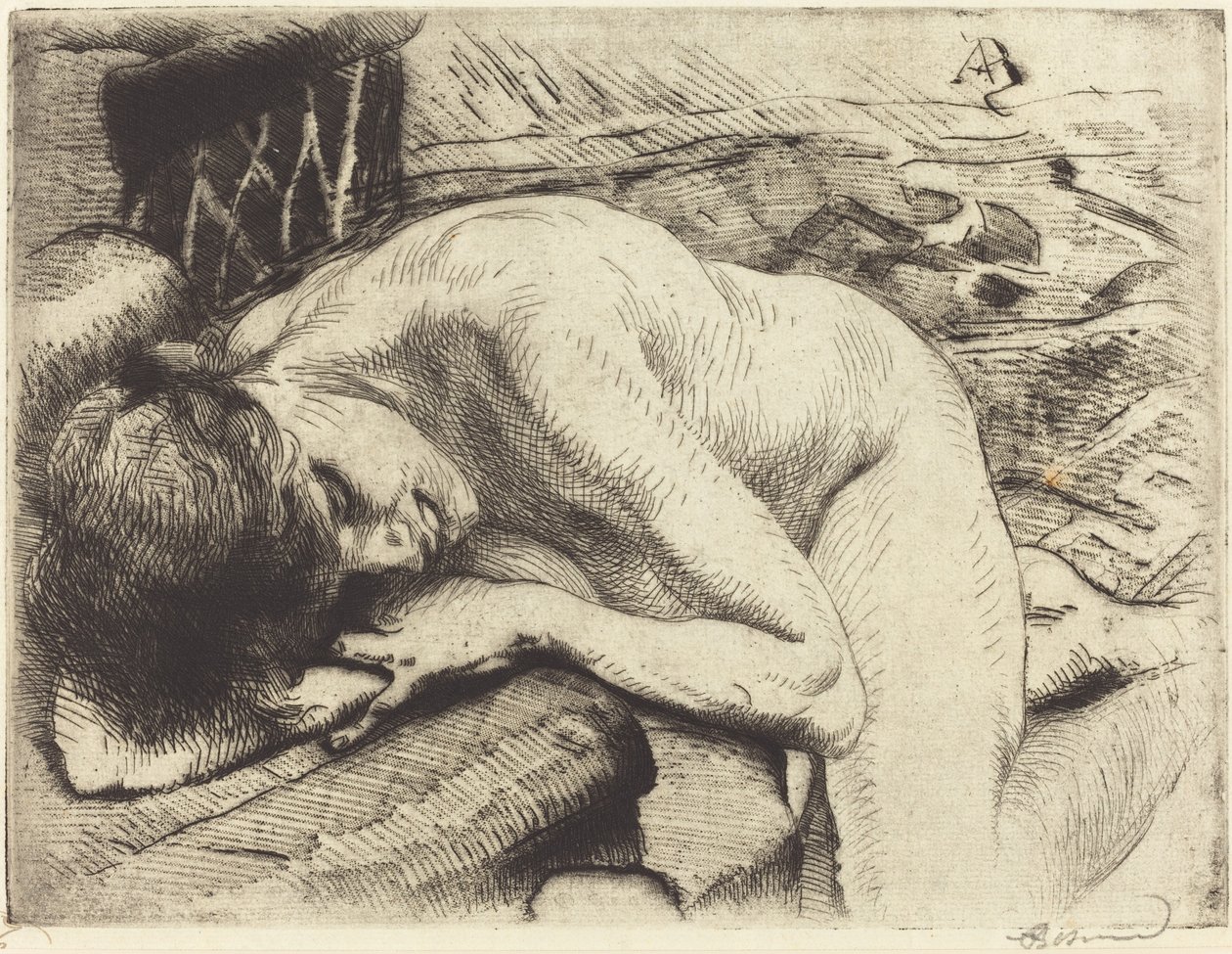 Yerde Uyuyan Model Yerde Uyuyan Model, 1885. by Paul Albert Besnard