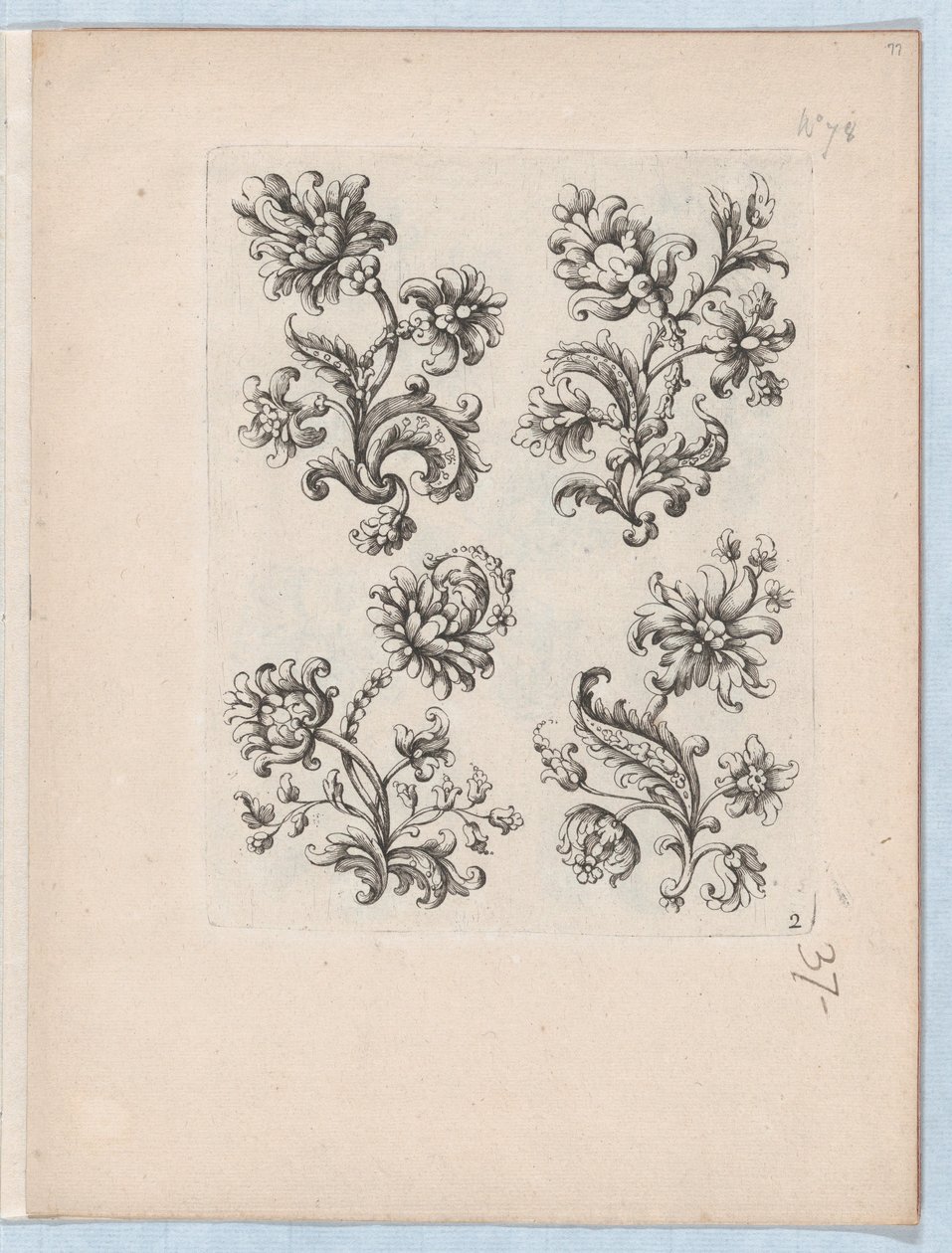 Küçük Çiçek Motifleri Serisi, Plaka 2, yakl. 1670-85., yakl. 1670-85. by Paul Androuet Du Cerceau