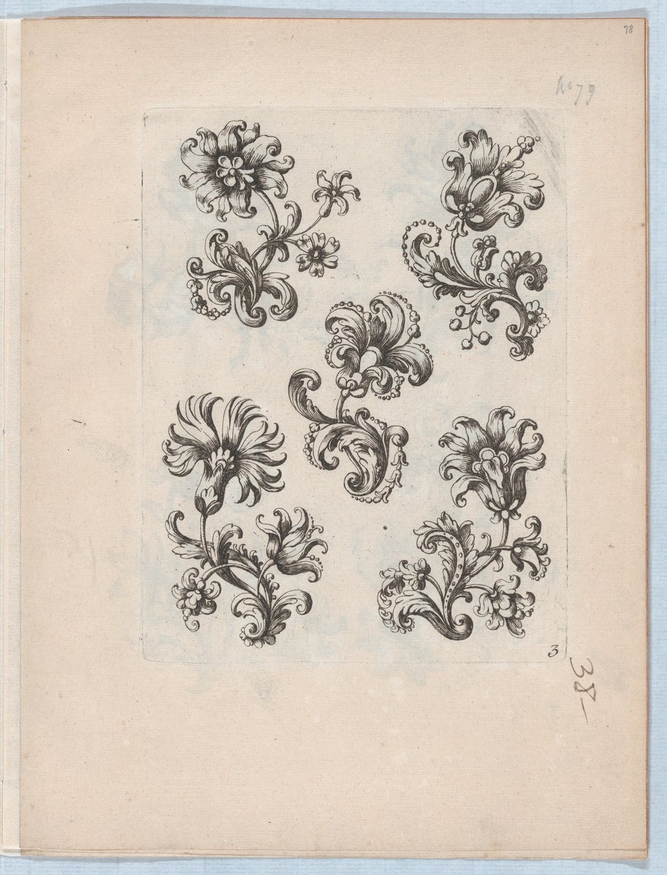 Küçük Çiçek Motifleri Serisi, Levha 3, yakl. 1670-85., yakl. 1670-85. by Paul Androuet Du Cerceau