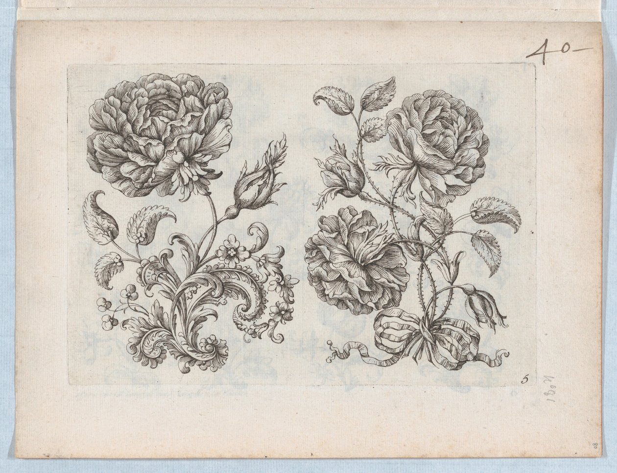 Küçük Çiçek Motifleri Serisi, Plaka 5, yakl. 1670-85., yakl. 1670-85. by Paul Androuet Du Cerceau