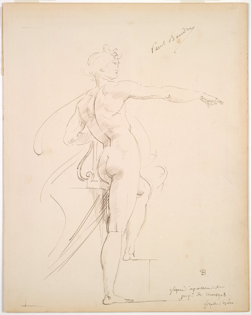 Apollo çalışması Marsyas recto için, Face in Profile verso, 1860