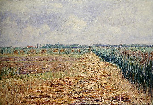 Berrak Beyaz Bulutlarla Bir Yaz Gökyüzünün Altında Düz Bir Hollanda Manzarası, 1890 dolayları (tuval üzerine yağlı boya) by Paul Baum