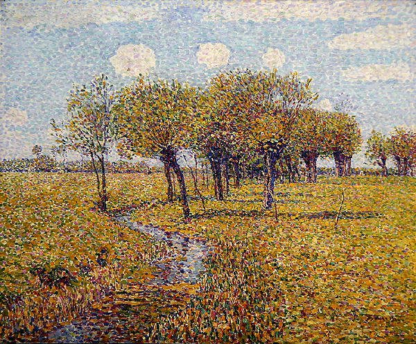 Küçük Bir Çayır Vadisinde İlkbaharda Söğüt Ağaçları ile Hollanda Manzarası (tuval üzerine yağlı boya) by Paul Baum