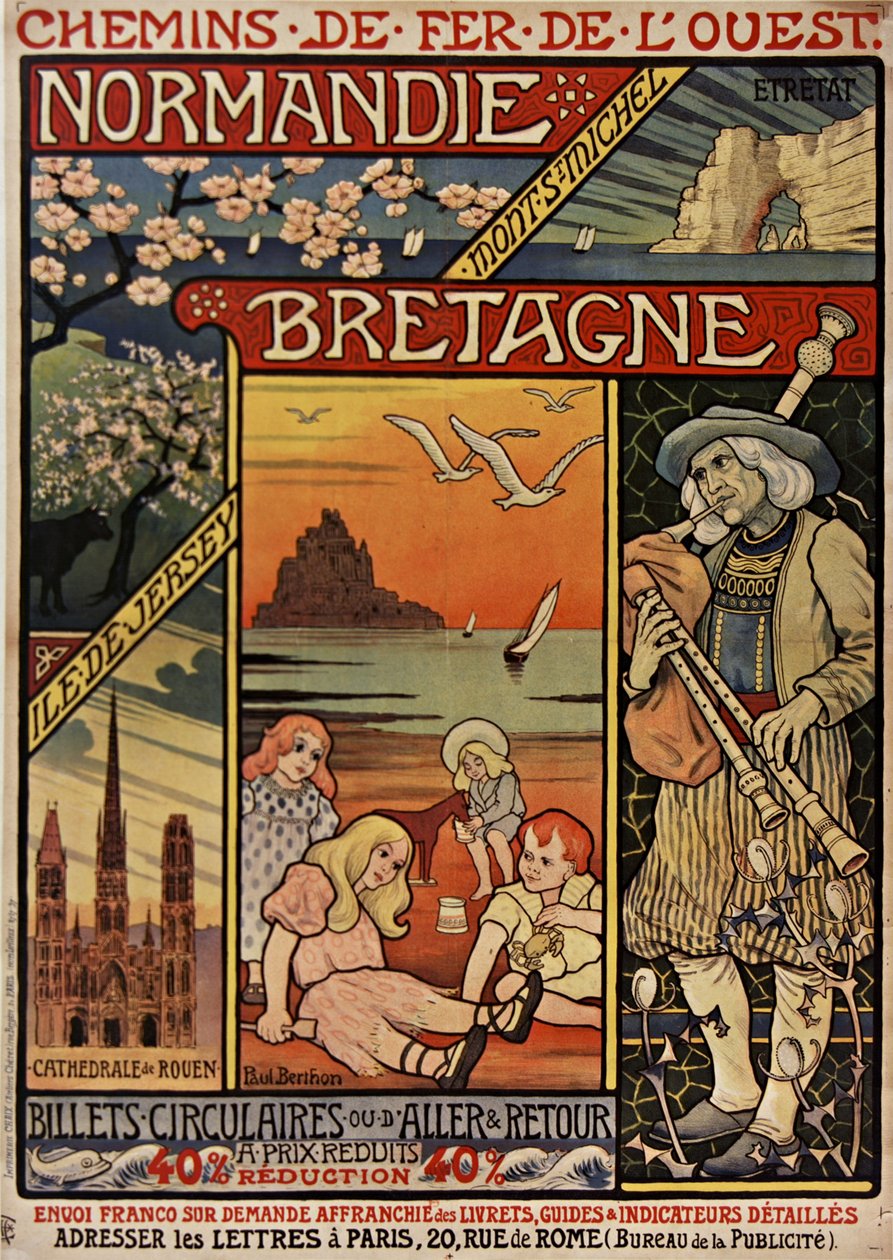 Batı Demiryolları. Normandiya, Brittany, 1900. by Paul Berthon