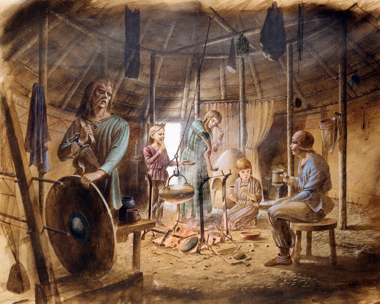 Bir Demir Çağı evinin içinde, MÖ c5. yy, c1990-2010 by Paul Birkbeck