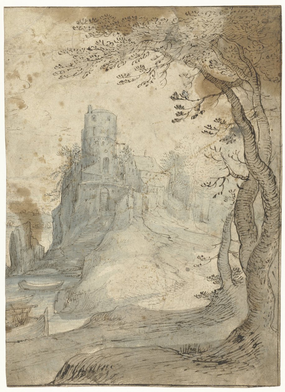 Kayanın üzerinde bir kale ile manzara by Paul Bril (circle of)