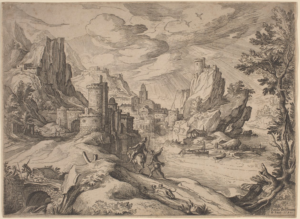 Gezginlerle Nehir Manzarası by Paul Bril