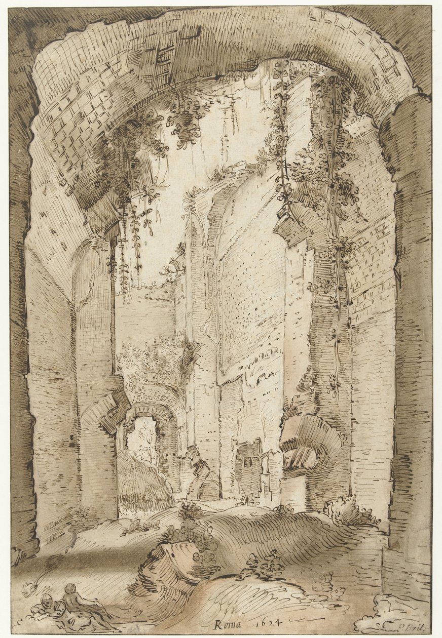 Palatine Tepesi'ndeki Septimus Severus Sarayı'nın kalıntıları by Paul Bril