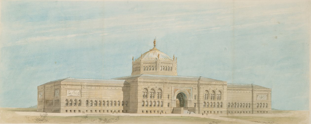Dünyanın Kolomb Sergisi Güzel Sanatlar Müzesi, Chicago, Illinois, Perspektif, c. 1890-1891. by Paul C. Lautrup