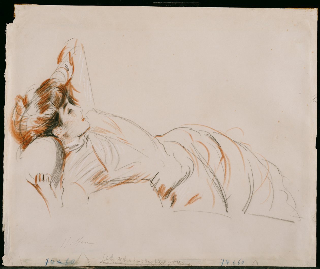 uzanmış zarif bir bayan by Paul Cesar Helleu