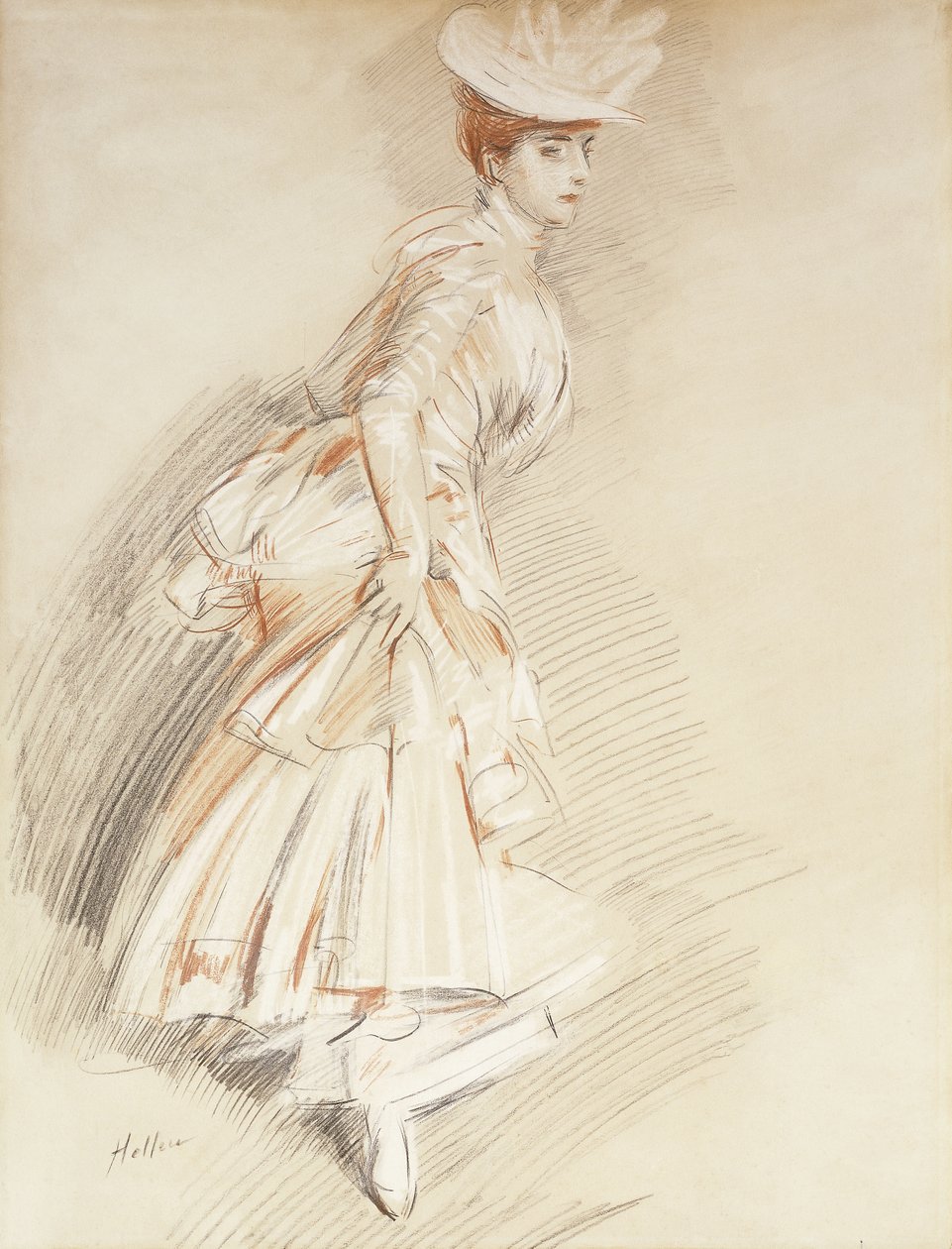 Zarif Bir Bayan, Tam Boy Ayakta, by Paul Cesar Helleu