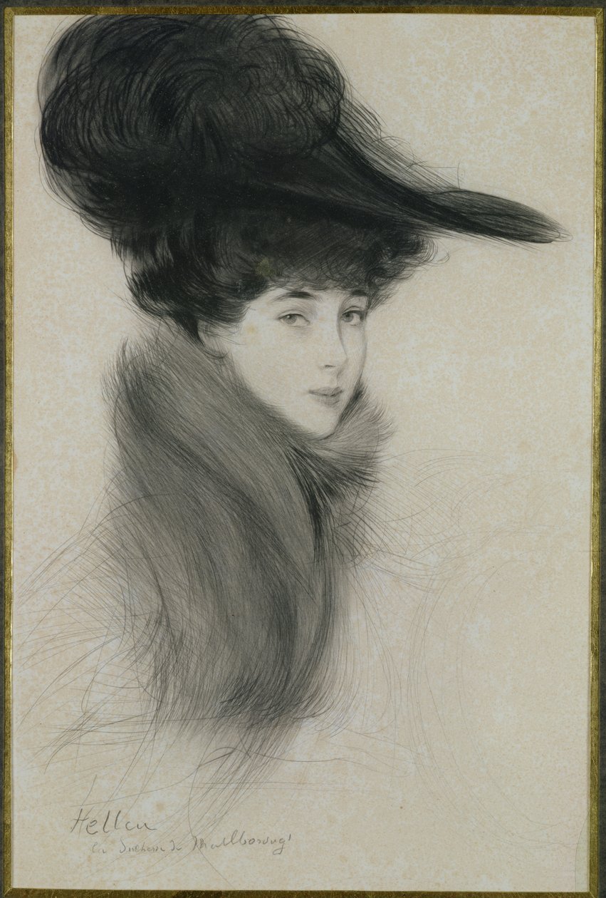 Consuelo Vanderbilt (1877-1964) Marlborough Düşesi, c.1901 (kuru nokta) by Paul Cesar Helleu