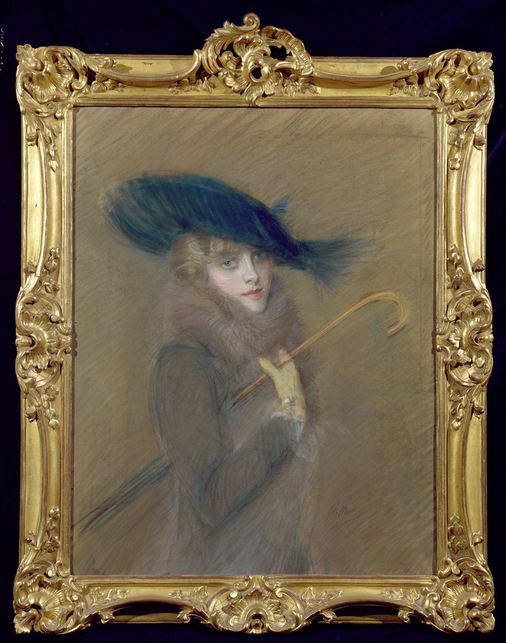 Elegant Lady (kağıt üzerinde pastel) by Paul Cesar Helleu