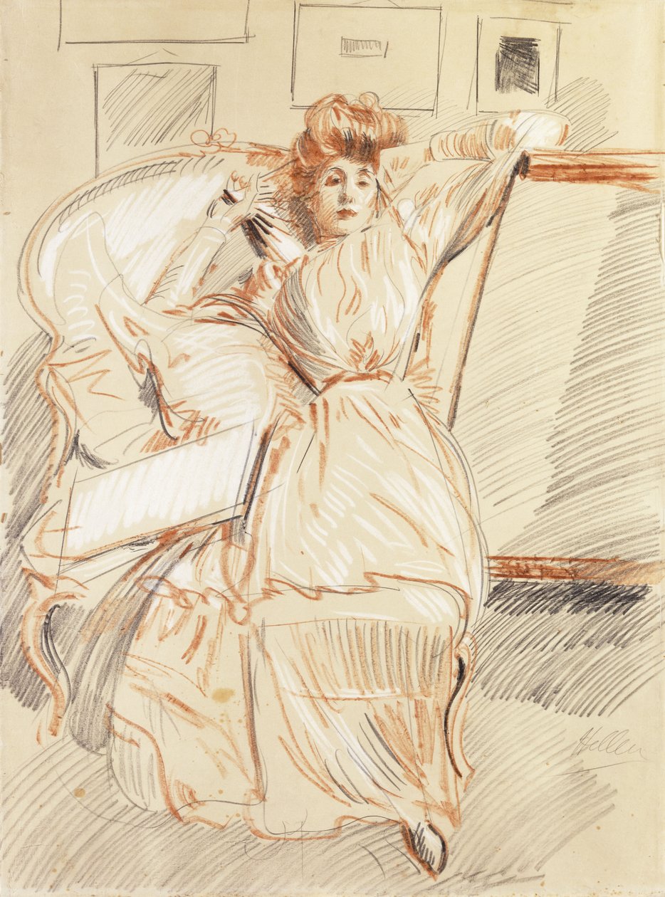 Madam Helleu Dinleniyor, by Paul Cesar Helleu