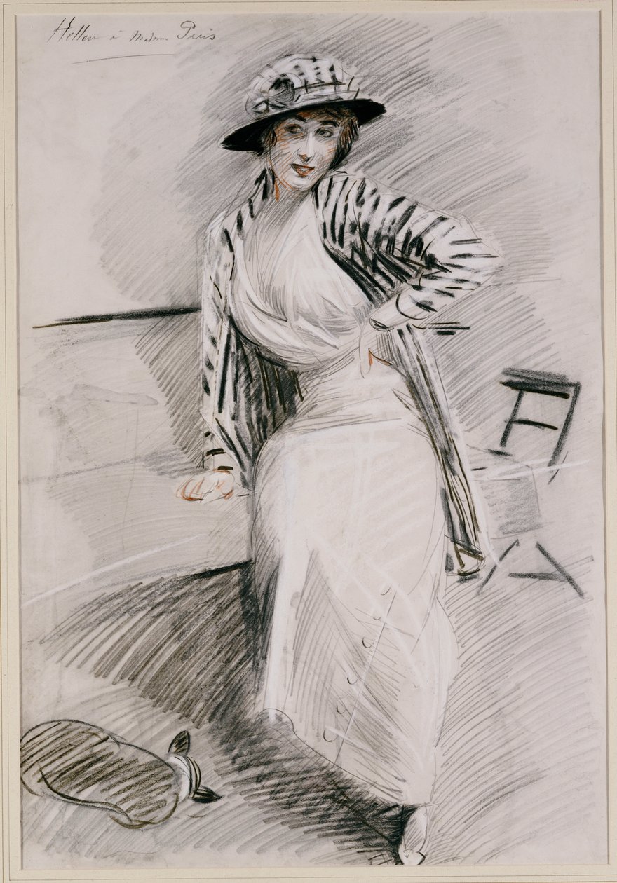 Madam Paris Bir Bankta Oturmuş by Paul Cesar Helleu