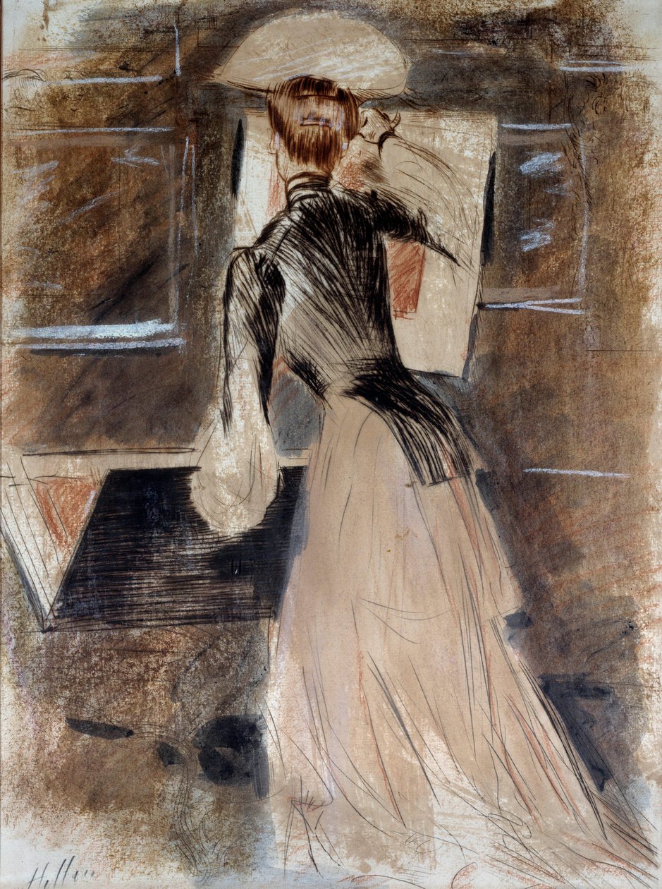 Madeleine Carlier'in tam boy portresi. Paul Helleu (1859-1927), 20. yüzyıl. Bayonne, Bonnat Müzesi by Paul Cesar Helleu