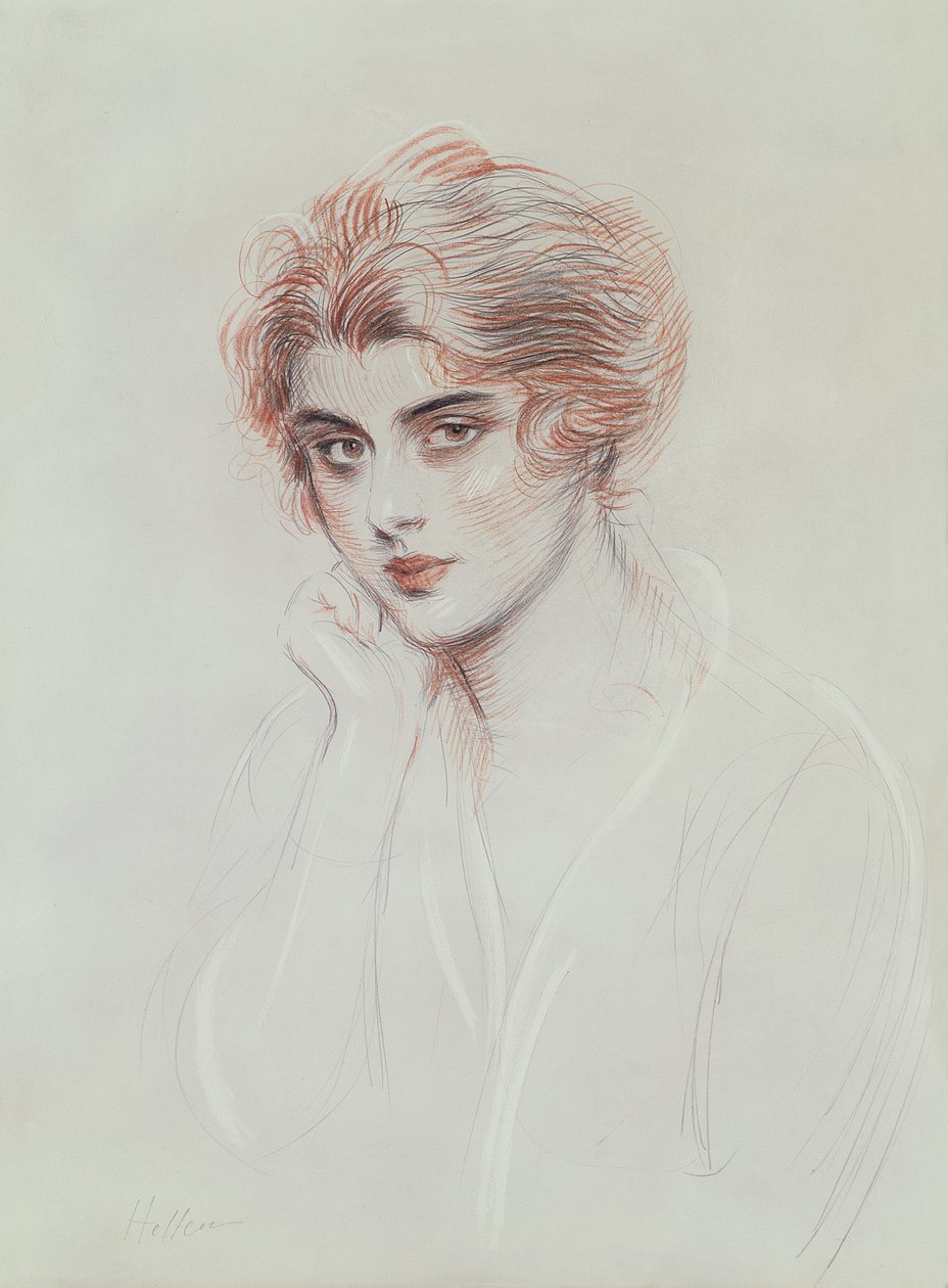 Sanatçının Kızı (kağıt üzerine renkli kalem) by Paul Cesar Helleu