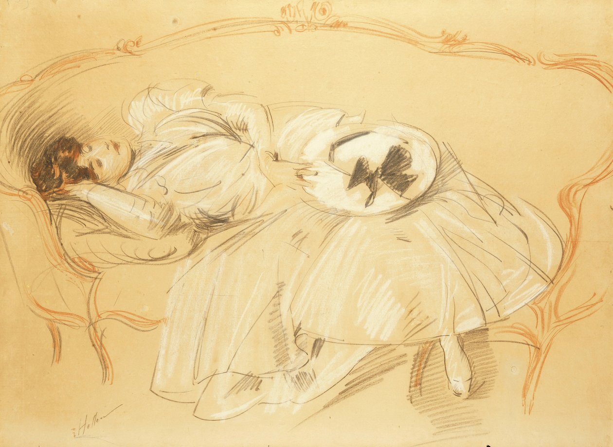 Kanepede Genç Kadın; Divanda Genç Kadın, by Paul Cesar Helleu