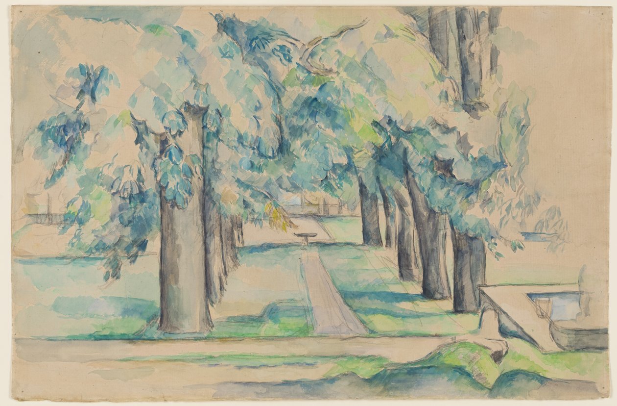 Jas de Bouffan#39;daki Kestane Ağaçları Bulvarı, 1878-90 civarı (suluboya) by Paul Cézanne