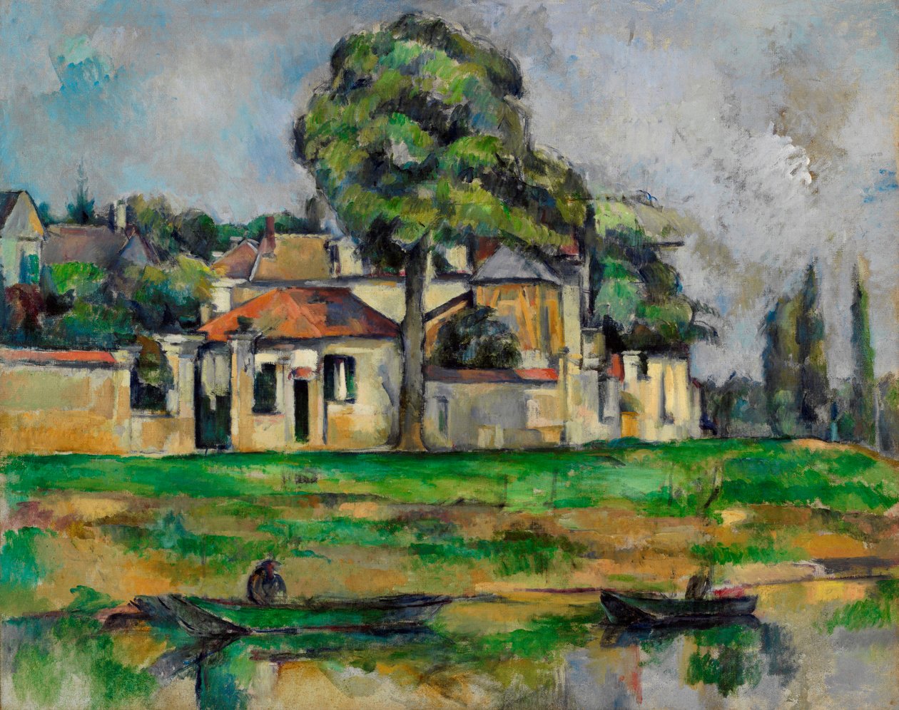 ""Berges de la Marne"" (Marne Bankaları) Peinture de Paul Cezanne (1839-1906) - 1888 vers - Tuval üzerine yağlıboya - Dim 65x81,3 cm New South Wales Sanat Galerisi by Paul Cézanne