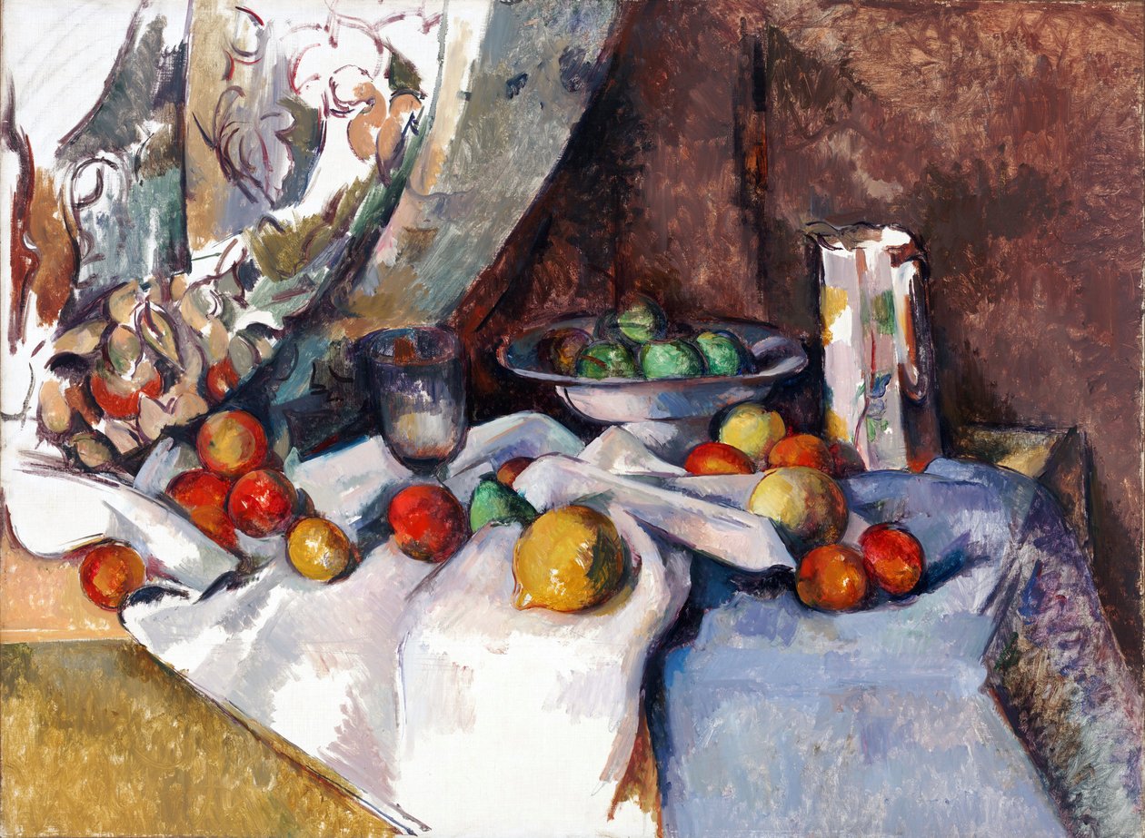 Elma ile Natürmort. Paul Cezanne (1839-1906), tuval üzerine yağlı boya tablosu by Paul Cézanne