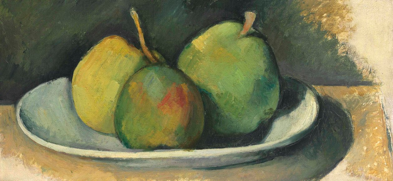 Beyaz tabakta armut (tuval üzerine yağlı boya) by Paul Cézanne