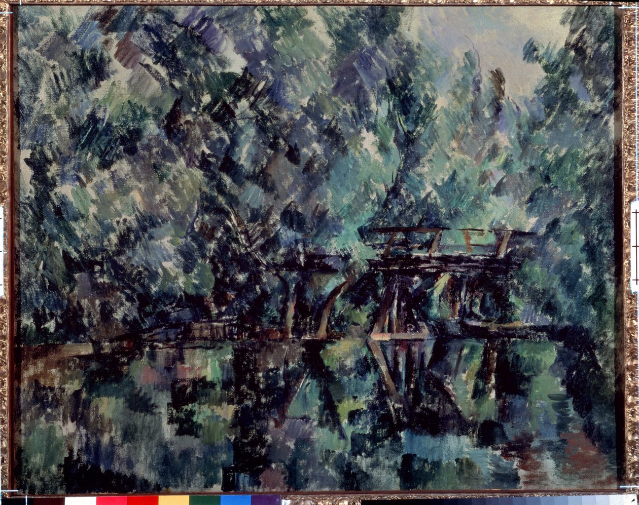 Gölet üzerinde köprü. Paul Cezanne (1839-1906), 1898 dolaylarında tablo. Tuval üzerine yağlı boya. Boyut: 64x79cm. İzlenimcilik. Puşkin Müzesi, Moskova by Paul Cézanne