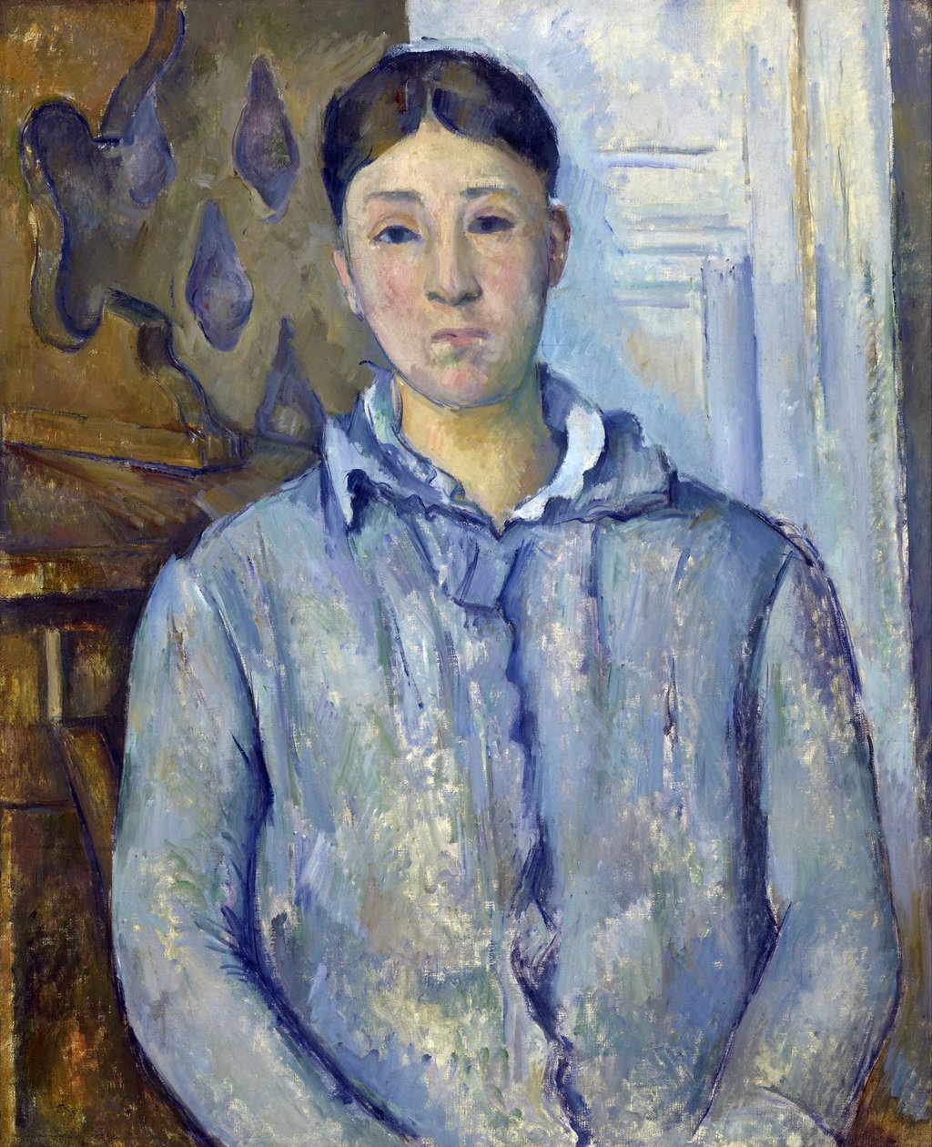 Mavi Madam Cezanne Portresi 1888 1890. Hortense Cezanne 1850 1922 ressam n e i Paul Cezanne 1839 1906 Tuval uzerine ya l boya lo 73 5x61 cm Houston Guzel Sanatlar Muzesi Robert Lee Blaffer An t Koleks...